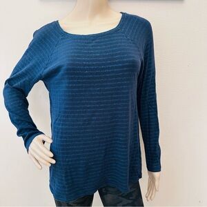 Banana Republic Blue Striped Long Sleeve Top Linen Blend
